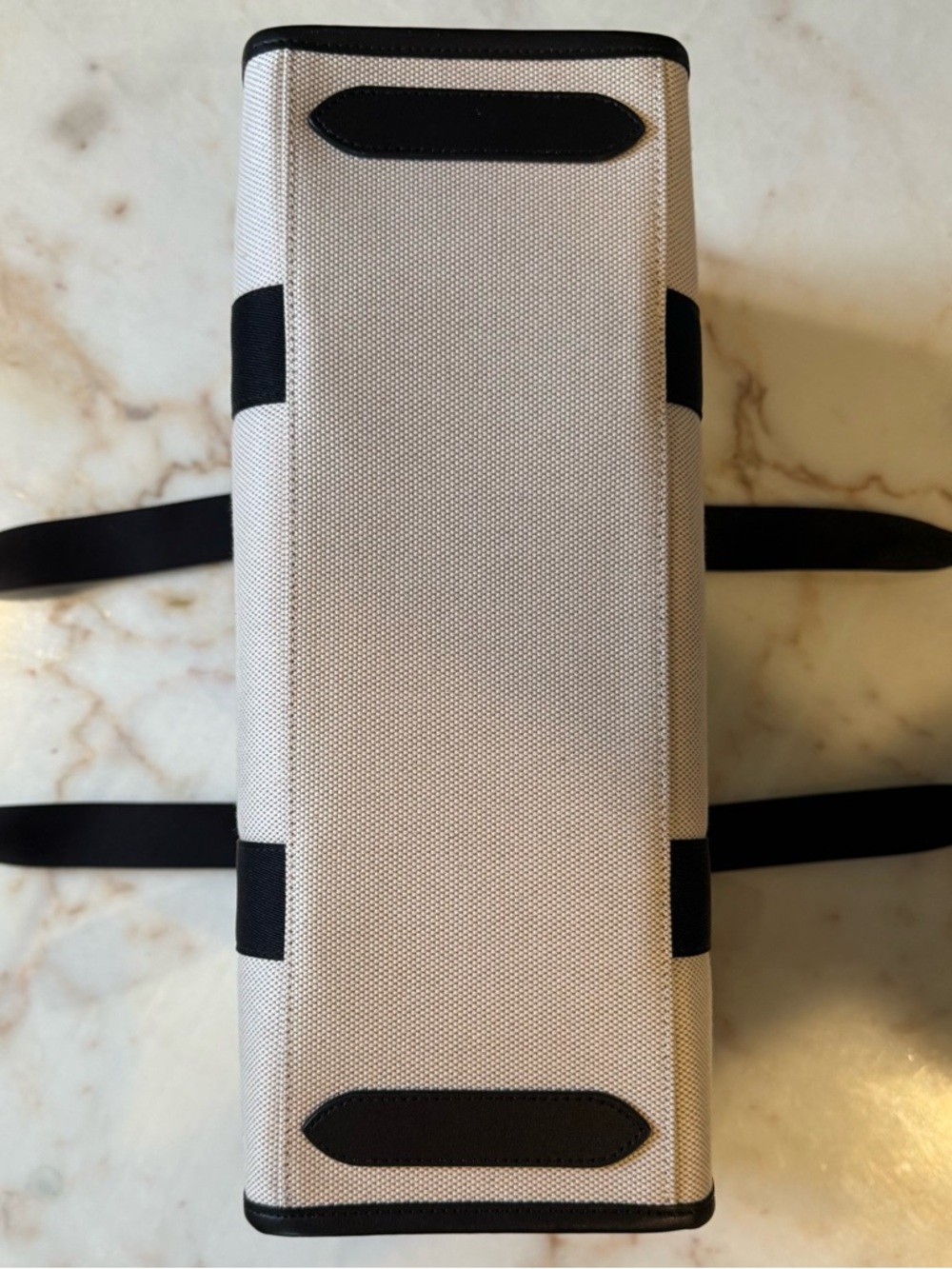kate spade Neutral Canvas Tote with Black Logo Straps - Picture 2 of 3